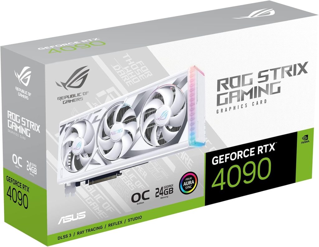 ASUS ROG Strix GeForce RTX™ 4090 White OC Edition Gaming Graphics Card (PCIe 4.0, 24GB GDDR6X, HDMI 2.1a, DisplayPort 1.4a)